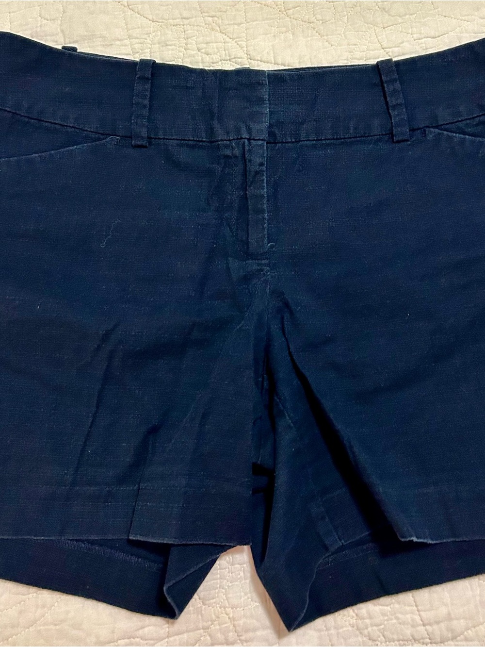 Ann Taylor Navy Blue Women's Casual Distressed linen cotton shorts